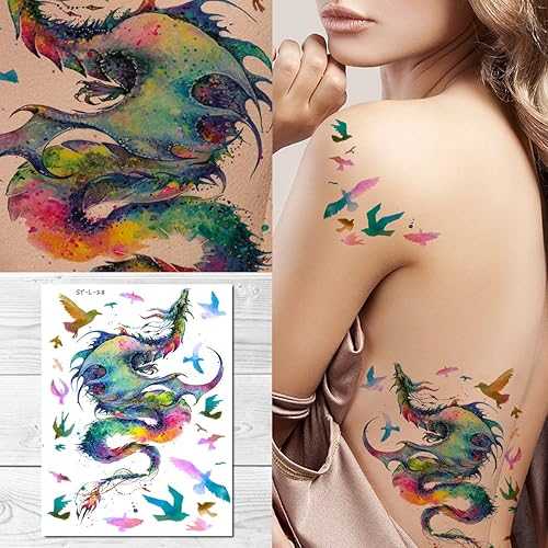 素晴らしい一時的なタトゥー - ゴージャスでカラフルなドラゴンと鳥 Supperb Temporary Tattoos - Gorgeous Colorful Dragon & birds 素晴らしい一時的なタトゥー - ゴージャスでカラフルなドラゴンと鳥 Supperb Temporary Tattoos - Gorgeous Colorful Dragon & birds