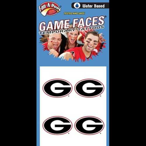 FAN-A-PEEL Georgia Water Based Temporary Spirit Tattoos 4-Piece Red/White/Black G Oval FAN-A-PEEL Georgia Water Based Temporary Spirit Tattoos 4-Piece Red/White/Black G Oval