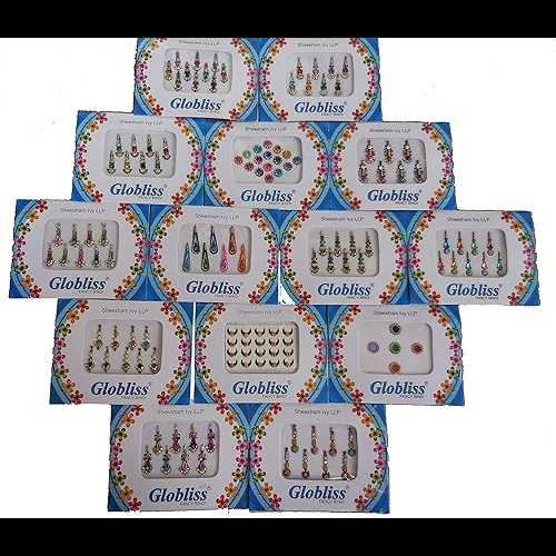 Globliss 12 Bindi Packs Collection Mix n Match Forehead face Gems Forehead Sticker Colorful Globliss 12 Bindi Packs Collection Mix n Match Forehead face Gems Forehead Sticker Colorful