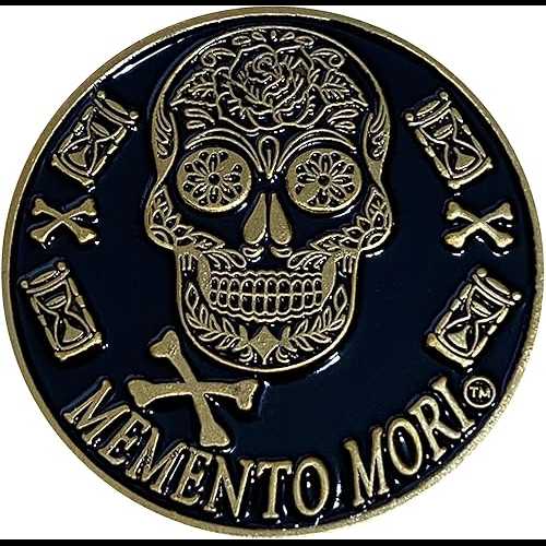 Simply Minimal Gold Color Plated Memento Mori, Dia de Los Muertos, Day of The Dead Coin Simply Minimal Gold Color Plated Memento Mori, Dia de Los Muertos, Day of The Dead Coin