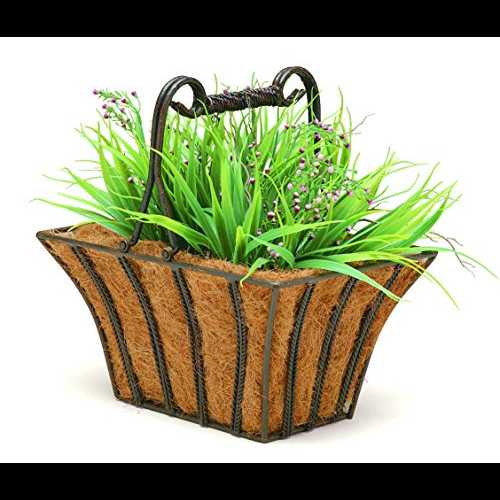 Deer Park BA127 Rectangle Twist Basket with coco liner, Natural Patina, 13