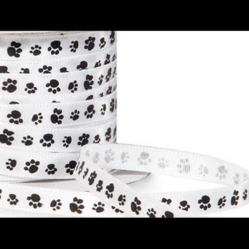 ROZJONGGG Single Faced Satin Paw Print Ribbon 1/4