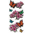 TAFLY 一時的なタトゥー 3D 蝶と花ボディアート防水転写タトゥーステッカー 5 枚 TAFLY Temporary Tattoo 3D Butterfly and F Body Art Waterproof Transfer Tattoos Stickers 5 Sheets(4)