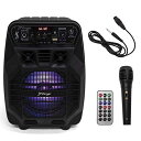 JMFinger ポータブル Bluetooth カラオケマシン 子供と大人用 ワイヤレス PA スピーカーシステム カラフルな LED ライト付き FM ラジオ オーディオ録音 リモコン TF カード/USB 対応 AUX-IN JMFinger Portable Bluetooth Karaoke Machine for Kids
