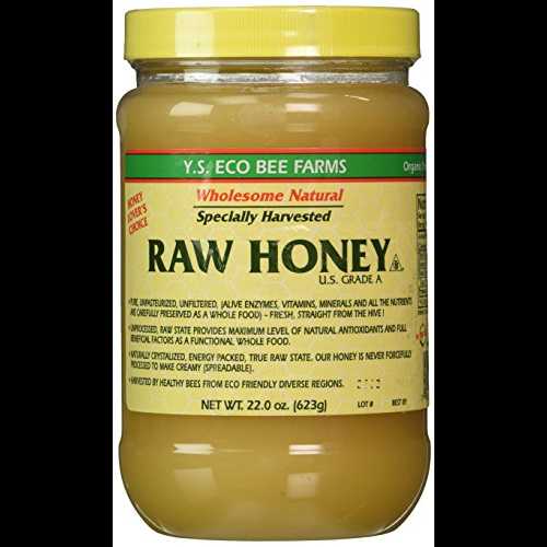 YS Eco Bee Farms 生蜂蜜 - 22 オンス 3 個パック YS Royal Jelly/Honey Bee Y.S. Eco Bee Farms Raw Honey - 22 oz Pack of 3