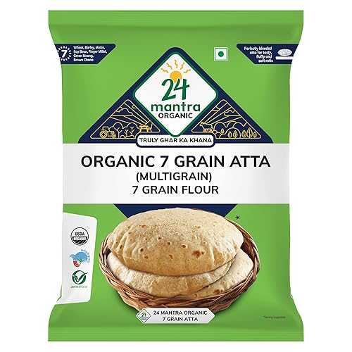 Organic 7 Grain Atta 1Kg/2.2 lb (Wheat, Pearl Millet, Sorghum, Green Mungbean, Barley, Ragi, Soybean) - 24 Mantra Organic