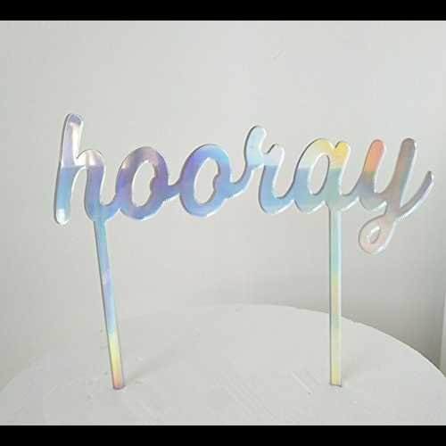 レインボーカラーパーティーアクリルケーキトッパー、万歳チャーミングABカラーアクリルケーキトッパー RX Cake Topper Rainbow Color Party Acrylic Cake Toppers,Hooray Charming AB Color Acrylic Cake Topper