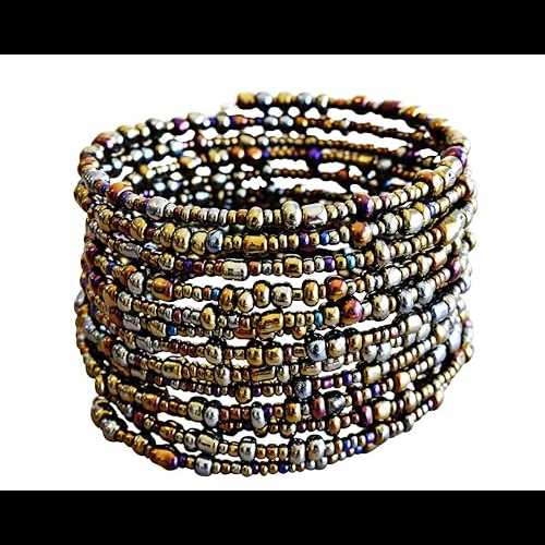 Generic Tembo Crafts Africa - Beaded Bracelet - Handmade - Wrap Bracelets - Metallic, Bronze, Eggplant Purple, KB01 Generic Tembo Crafts Africa - Beaded Bracelet - Handmade - Wrap Bracelets - Metallic, Bronze, Eggplant Purple, KB01