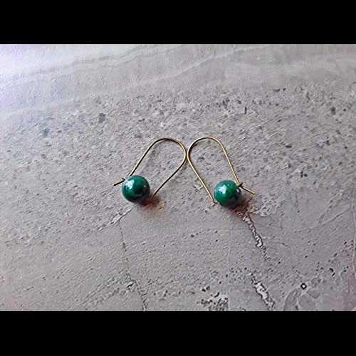 天然マラカイト モダン フープ イヤリング ブロンズ Curious Creations Natural Malachite Modern Hoop Earrings Bronze