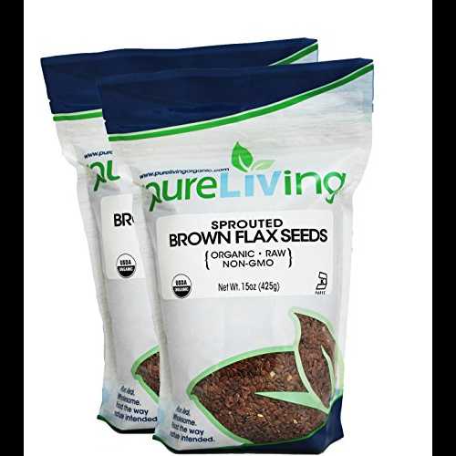 Pure Living 発芽褐色亜麻の種子、2 パック - 各 15 オンス Pure Living Sprouted Brown Flax Seeds, 2 Packs -15 Ounce each