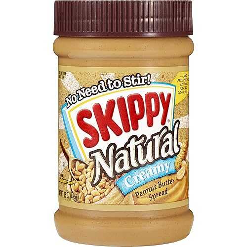 SKIPPY Natural Peanut Butter Spread, Creamy, 7 g protein per serving, 15 oz. (8 Pack)