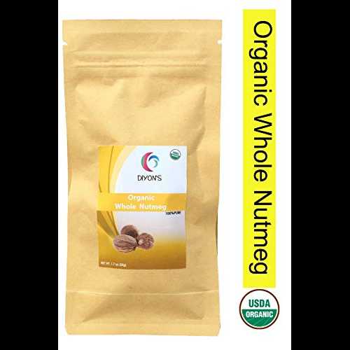 オーガニックホールナツメグ 1.7オンス、プレミアムグレード(立てて再密封可能なパウチ) Diyon's Organic Whole Nutmeg 1.7 oz, Premium grade ( stand up resealable pouch )