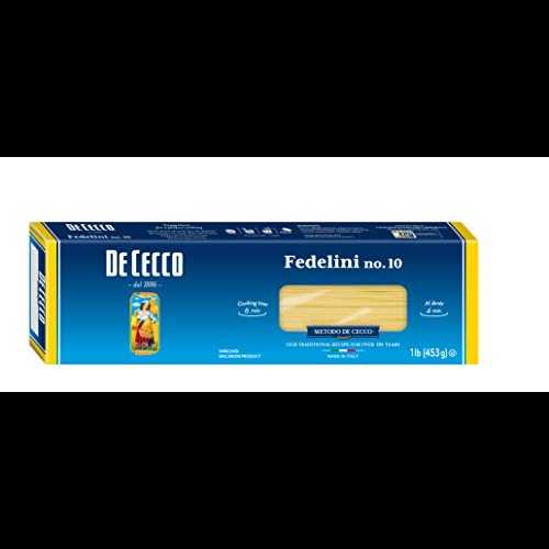 De Cecco セモリナ パスタ、フェデリーニ No.10、1 ポンド (5 個パック) De Cecco Semolina Pasta, Fedelini No.10, 1 Pound (Pack of 5)