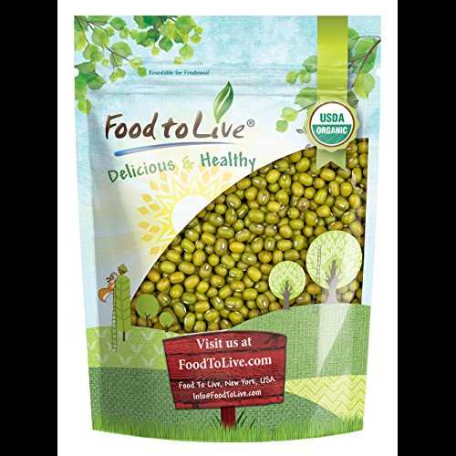 Food to Live 認定オーガニック緑豆 (発芽、非遺伝子組み換え、コーシャー、バルク) — 1 ポンド Certified Organic Mung Beans by Food to Live (Sprouting, Non-GMO, Kosher, Bulk) 1 Pound
