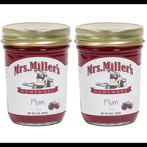 Mrs. Miller's Amish Homemade Plum Jelly, 8 oz - Pack of 2 (Boxed) Mrs. Miller's Amish Homemade Plum Jelly, 8 oz - Pack of 2 (Boxed)