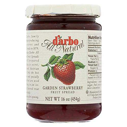 D'Arbo、フルーツスプレッド、ガーデンストロベリー、6個パック、サイズ - 16オンス、数量 - 1ケース D'Arbo, Fruit Spread, Garden Strawberry, Pack of 6, Size - 16 OZ, Qu - 1 Case