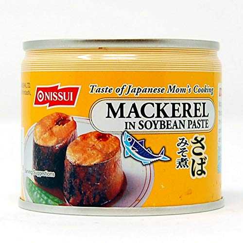 ニッスイ サバみそ煮 - サバのみそ煮缶詰 190g (6.7オンス) (10個パック) 合計67オンス。 Nissui Saba Misoni - Canned Mackerel in Soybean Paste 190g (6.7oz.) (Pack of 10) Total 67oz.