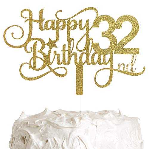ALPHA K GG 32歳の誕生日ケーキトッパー、ハッピー32歳の誕生日ケーキトッパー、32歳の誕生日パーティー ALPHA K GG 32nd Birthday Cake Topper, Happy 32nd Birthday Cake Topper, 32nd Birthday Party