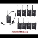 EXMAX UHF-938 UHF 音響伝送ワイヤレスヘッドセットマイクオーディオツアーガイドシステム 433MHz 教会翻訳教育旅行同時通訳用 (送信機 1 ...