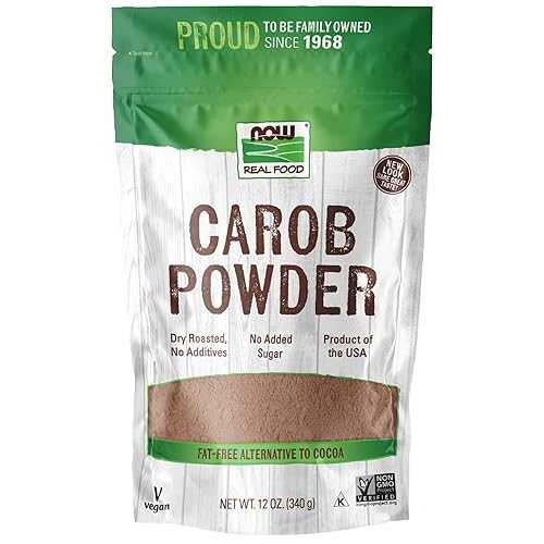 NOW Foods, Carob Powder, Dry Roasted, Additive-Free, Nutritious Substitute for Chocolate, 12-Ounce (Pack May Vary) NOW Foods, Carob Powder, Dry Roasted, Additive-Free, Nutritious Substitute for Chocolate, 12-Ounce (Pack May Vary)