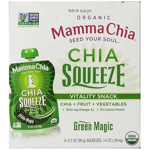 Mamma Chia Organic Vitality Squeeze Snack, Green Magic, USDA Organic, ...