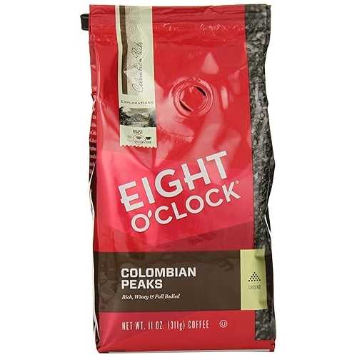 Eight O'Clock - コロンビア ピークス - 挽いたコーヒー、11 オンスバッグ (2 個パック) Eight O'Clock Coffee Eight O'Clock - Colombian Peaks - Ground Coffee, 11-Ounce Bags (Pack of 2)