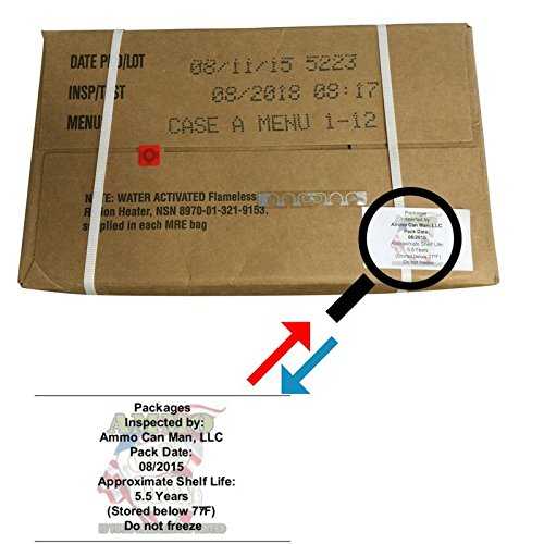 Ultimate 2018 米軍 MRE ケース検査日 2018 年 8 月以降 (ケース A) Ammo Can Man Ultimate 2018 US Military MRE Cases Inspection Date 08/2018 or Newer (Case A)