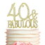 Crystal Creations 40 Cake Topper - Premium Gold Metal - 40 and Fabulous - 40th Birthday Party Sp..