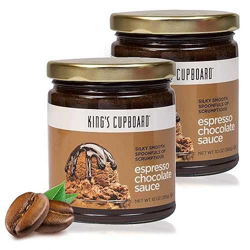 King's Cupboard Espresso Chocolate Sauce - Perfect Hot Fudge Sauce for Topping Ice Cream & Desserts, Chocolate Coffee Drizzle, Baking, Fondue, Ganache - Gluten-Free, Kosher, All Natural 10 oz - Pack 2