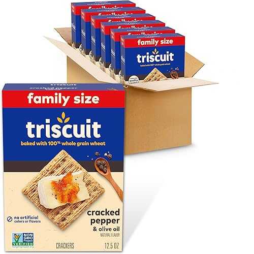 Triscuit Cracked Pepper & Olive Oil Whole Grain Wheat Crackers, Family...