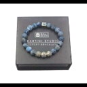 Kartini Studio Blue Crackled Agate Bracelet, Men's Blue Cracked Agate and Sterling Silver Bracelet, Quality Beaded Jewelry