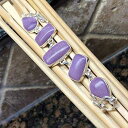 天然バリサイト パーピュライト 925 ソリッド スターリング シルバー ブレスレット 7 1/2 インチ Natural Rocks by Kala Natural Variscite in Purpurite 925 Solid Sterling Silver Bracelets 7 1/2 inches