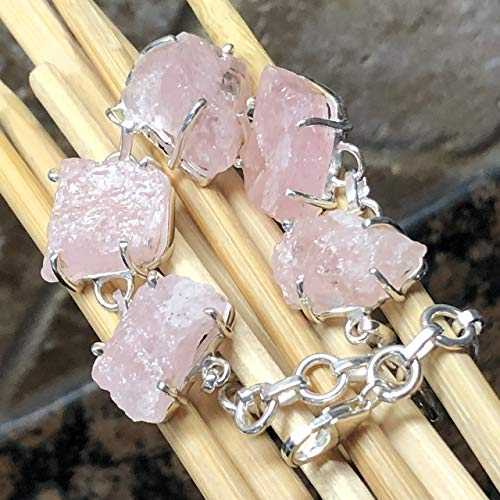 ナチュラル ピンク モルガナイト 925 ソリッド スターリング シルバー アンカット ジェムストーン ブレスレット 8 インチ Natural Rocks by Kala Natural Pink Morganite 925 Solid Sterling Silver Uncut Gemstone Bracelets 8 inches