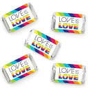 Big Dot of Happiness Love is Love - Mini Candy Bar Wrapper Stickers - Pride Rainbow Party Small Favors - 40 Count