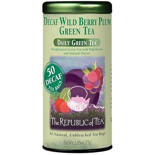 The Republic of Tea - Decaf Wild Berry Plum Green Tea, 50 Tea Bags, Tin Fruit Tea Decaffeinated