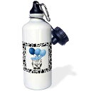 3dRose Western Cow Print with Blue Balloons Sports Water Bottle, 21 oz, White