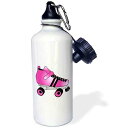 3dRose Skating Gifts-Pink and Black Roller Skate Sports Water Bottle, 21 oz, Whi...