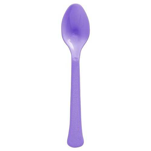 Amscan New Purple Plastic Heavy Weight Spoons (20 Count) - Premium Disposable Plastic Cutlery, P..