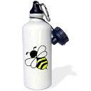 3dRose "Large Yellow n Black Bumblebee" Sports Water Bottle, 21 oz, White