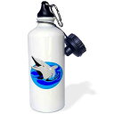 3dRose Cute Kids Dolphin Art Sports Water Bottle, 21 oz, White