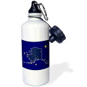 3dRose State Flag of Alaska Background and on Map Sports Water Bottle, 21 oz, Wh...