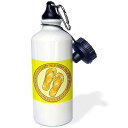 3dRose "Life is Better in Flip Flops Orange and Yellow" Sports Water Bottle, 21 oz, White
