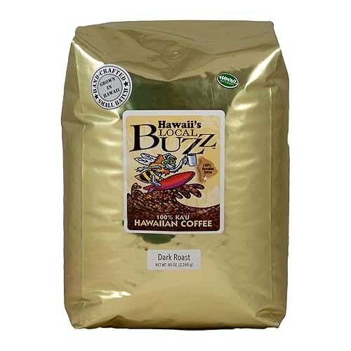 楽天Glomarketハワイのローカルバズ全粒コーヒー、ダークロースト、80オンス Hawaii's Local Buzz Whole Bean Coffee, Dark Roast, 80 Ounce