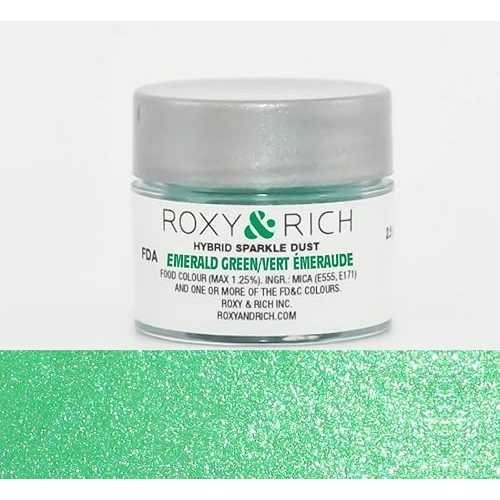 Roxy & Rich Colorants Roxy & Rich Hybrid Sparkle Dust Powder Food Color 2.5 Grams, Emerald Green