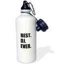 3dRose Best DJ Ever-fun job pride gifts for music deejay-black-Sports Water Bott...