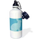 3dRose Teal and White Bunny Sports Water Bottle, 21 oz, Multicolor