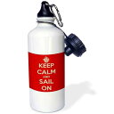 3dRose Keep Calm ad sail on Red Sports Water Bottle, 21 oz, Multicolored