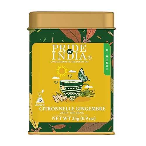 Pride Of India Natural Lemongrass Ginger (Zesty Fresh Tea), Decaf, 25 ...