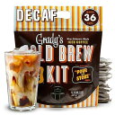Grady's Cold Brew GRADY S COLD BREW Coffee Pouches New Orleans Style - DECAF 100% Arabica Ground Coffee & Chicory All-in-One Cold Brew Kit with 12 Easy-to-Brew Beans Bags Makes 36 drinks(4)