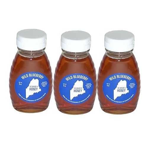 ワイルド メイン ブルーベリー ハニー - 8 オンス (3 パック) Box of Maine Wild Maine Blueberry Honey - 8 oz (3 Pack)